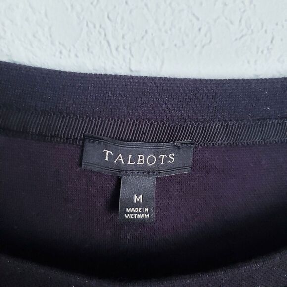 Talbots Black Cotton Blend Lace Trim Knitted Top - Picture 3 of 6